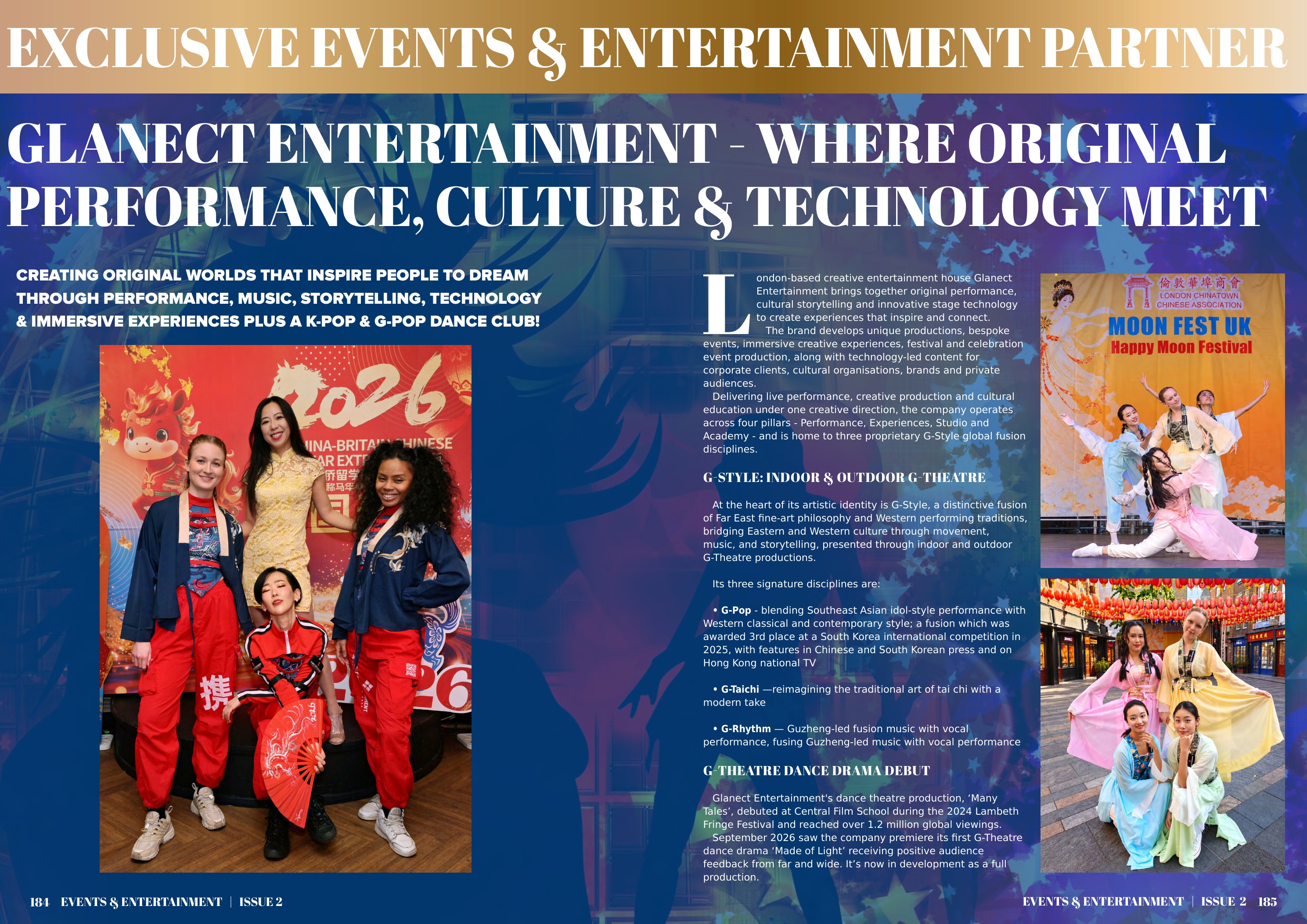Exclusive Events & Entertainment partner - Glanect Entertainment - where original performance, culture & technology meet